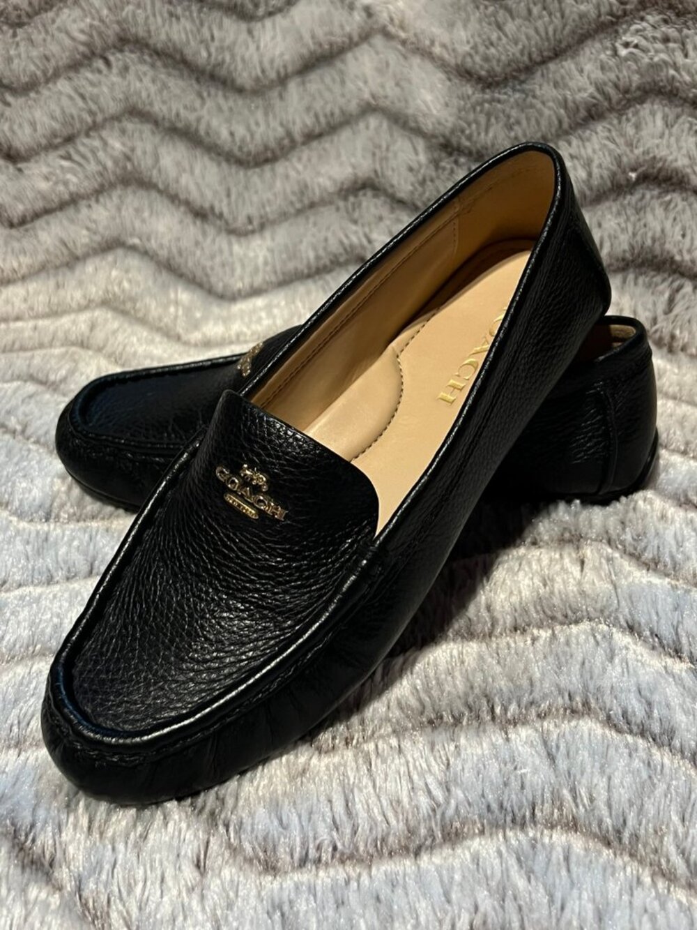 Coach Marley Pebbled Leather Loafers G4835